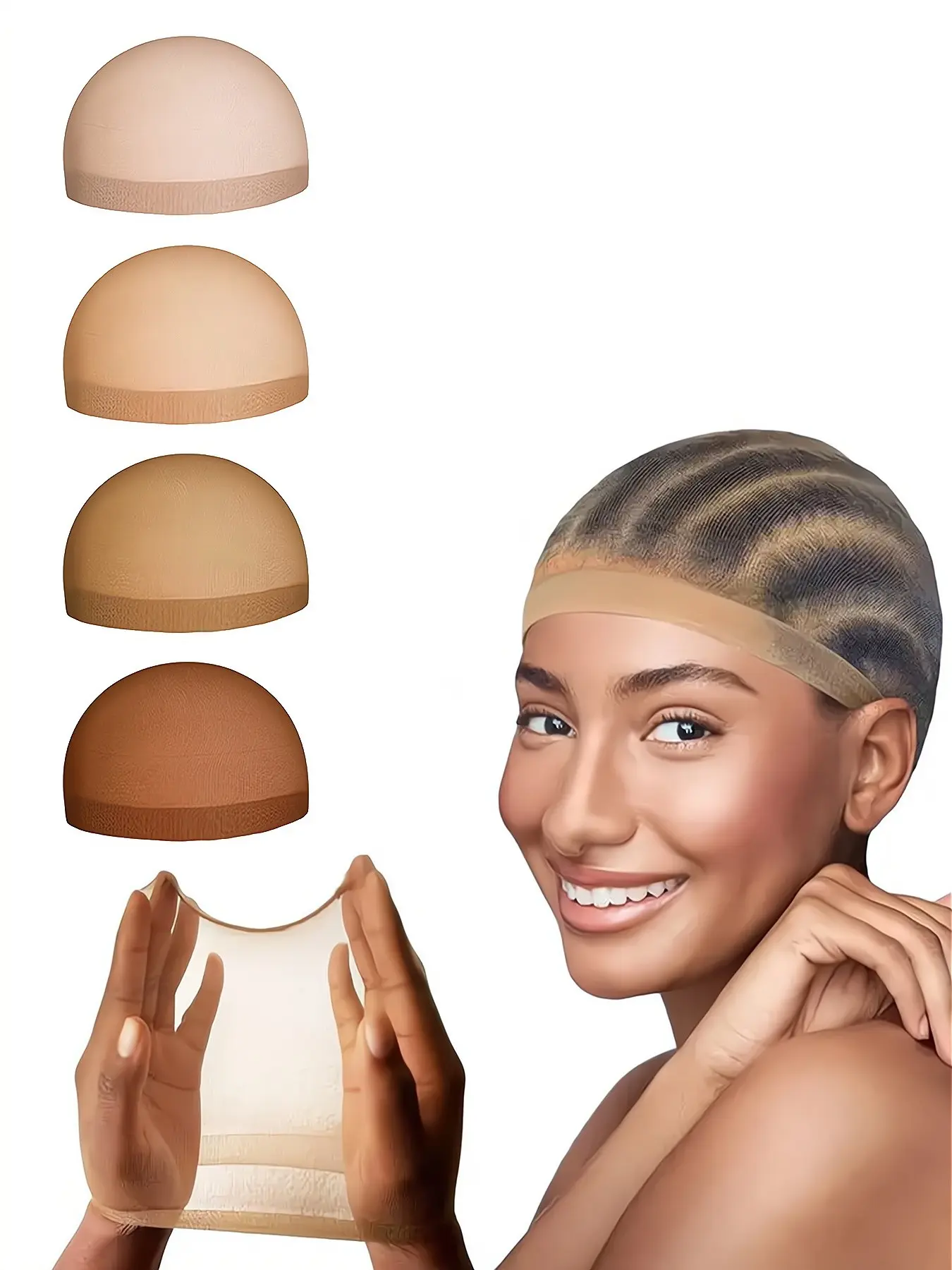 Invisible Breathable Wig Caps, Adjustable Wig Cap, 2 Packs of 4, Comfortable & Stylish, Lightweight & Heat-Resistant, Suitable for All Skin Colors