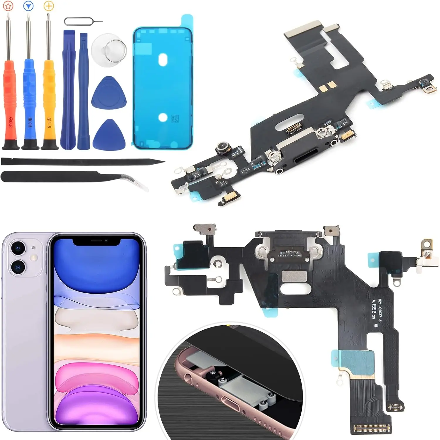 Dock Connector for  11  Port Flex   for  11 USB Charger Dock Board Connector with Tools(Black)