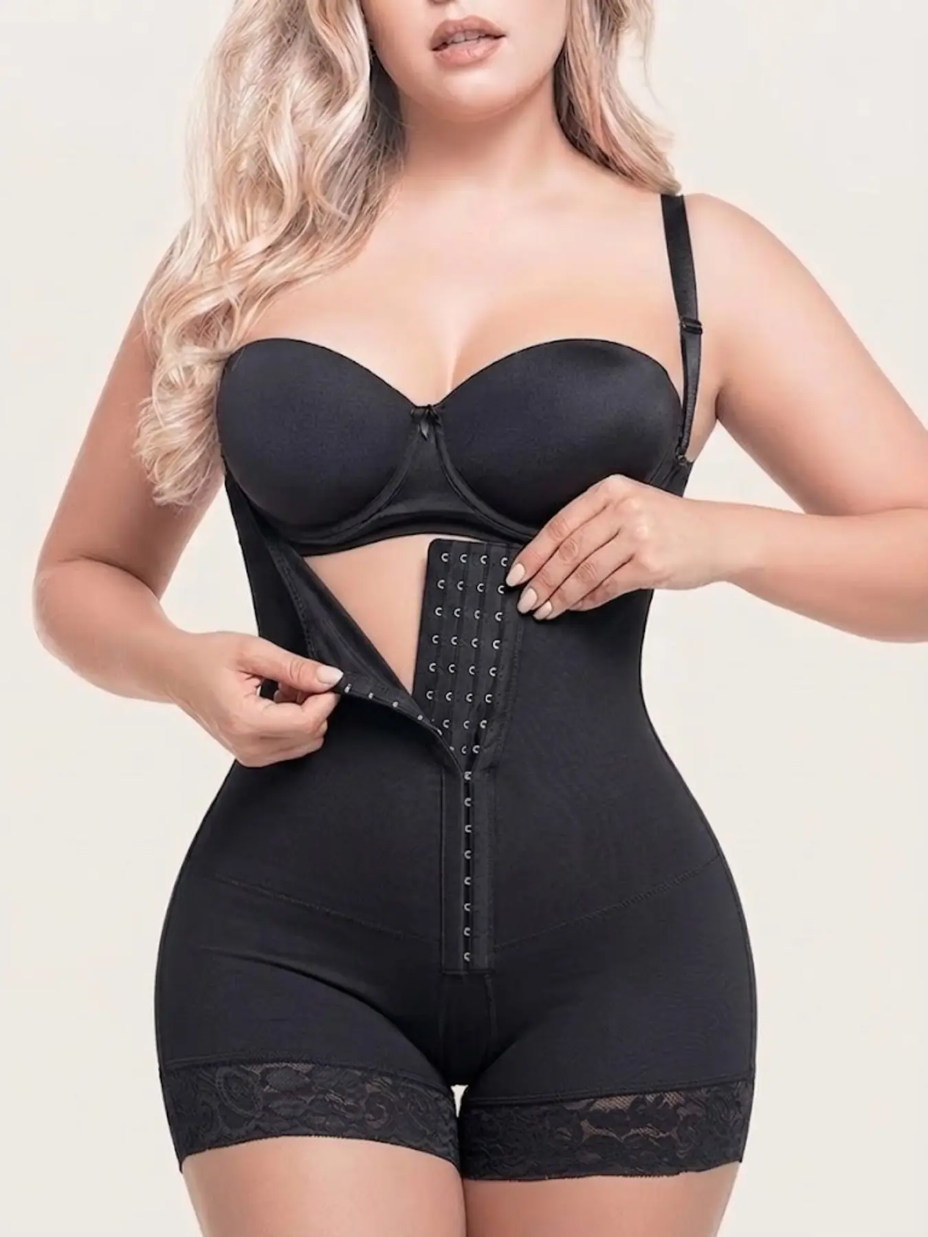 1 Count Women High Compression Fit Body Shaperwear, Fajas Colombianas Bodysuit, 4-Hooks Closure Colombian Shapewear, Butt Lifting And Tummy Control Jumpsuit, Thigh Slimming Lingerie, Waist Trainer, Suitable For Daily Wear Or Formal Occasions