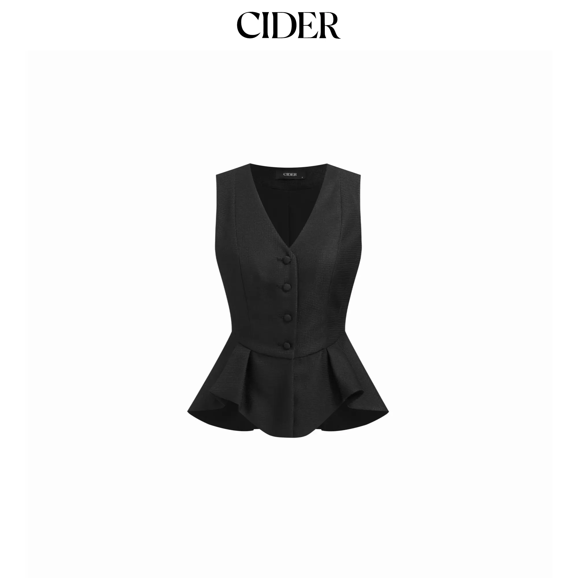 Cider V-neck Ruffle Hem Peplum Blazer Vest