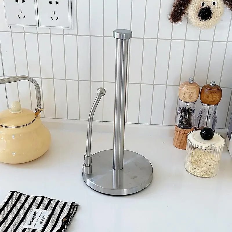 Stainless Steel Kitchen Paper Towel Holder, Standing Roll Paper Rack, Base, Paper Towel Storage, Durable and Stylish Design