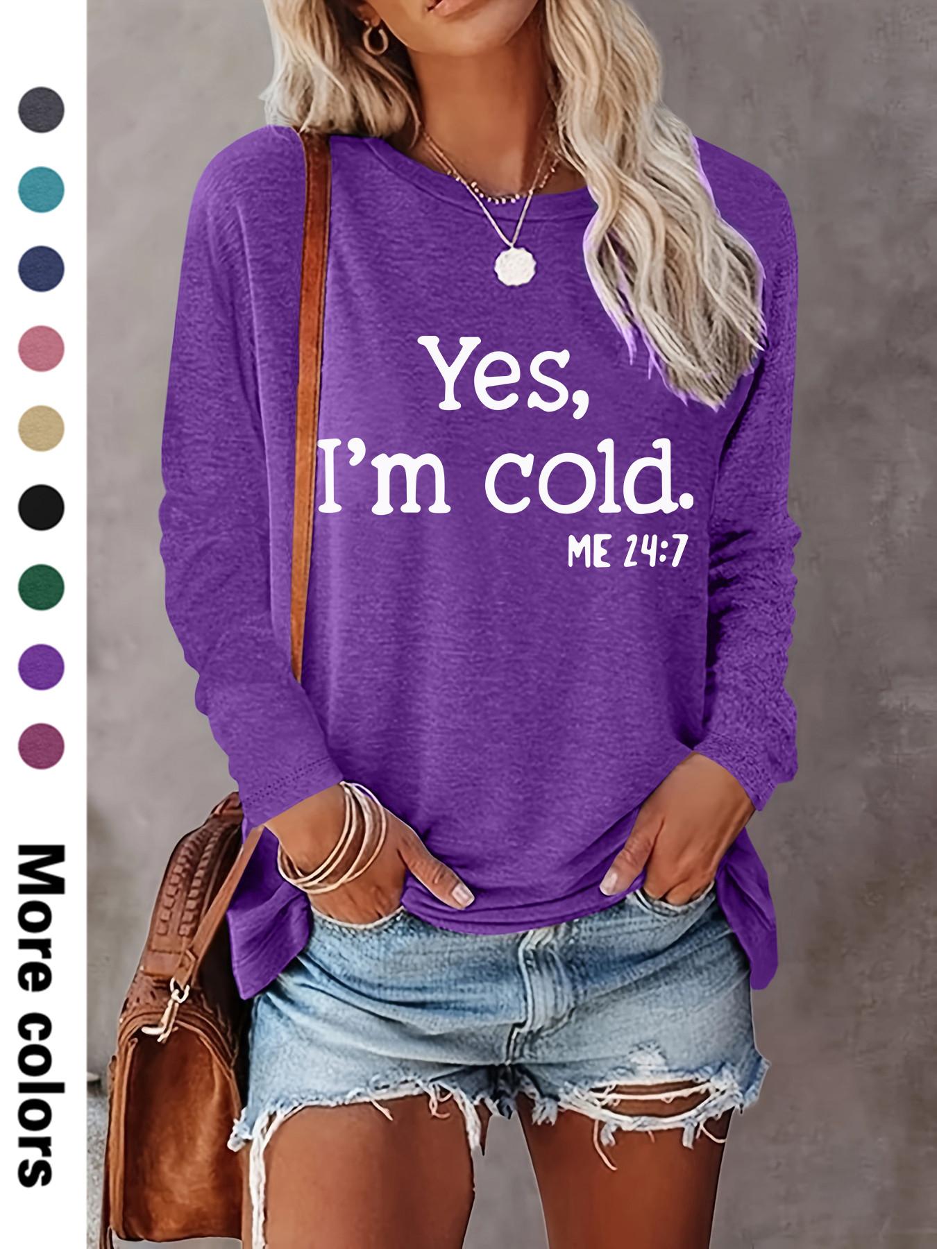 Women's Letter Print Round Neck T-shirts, Casual Long Sleeve Crew Neck T-shirts for Spring & Fall, Fashion Women's Top for Daily Wear