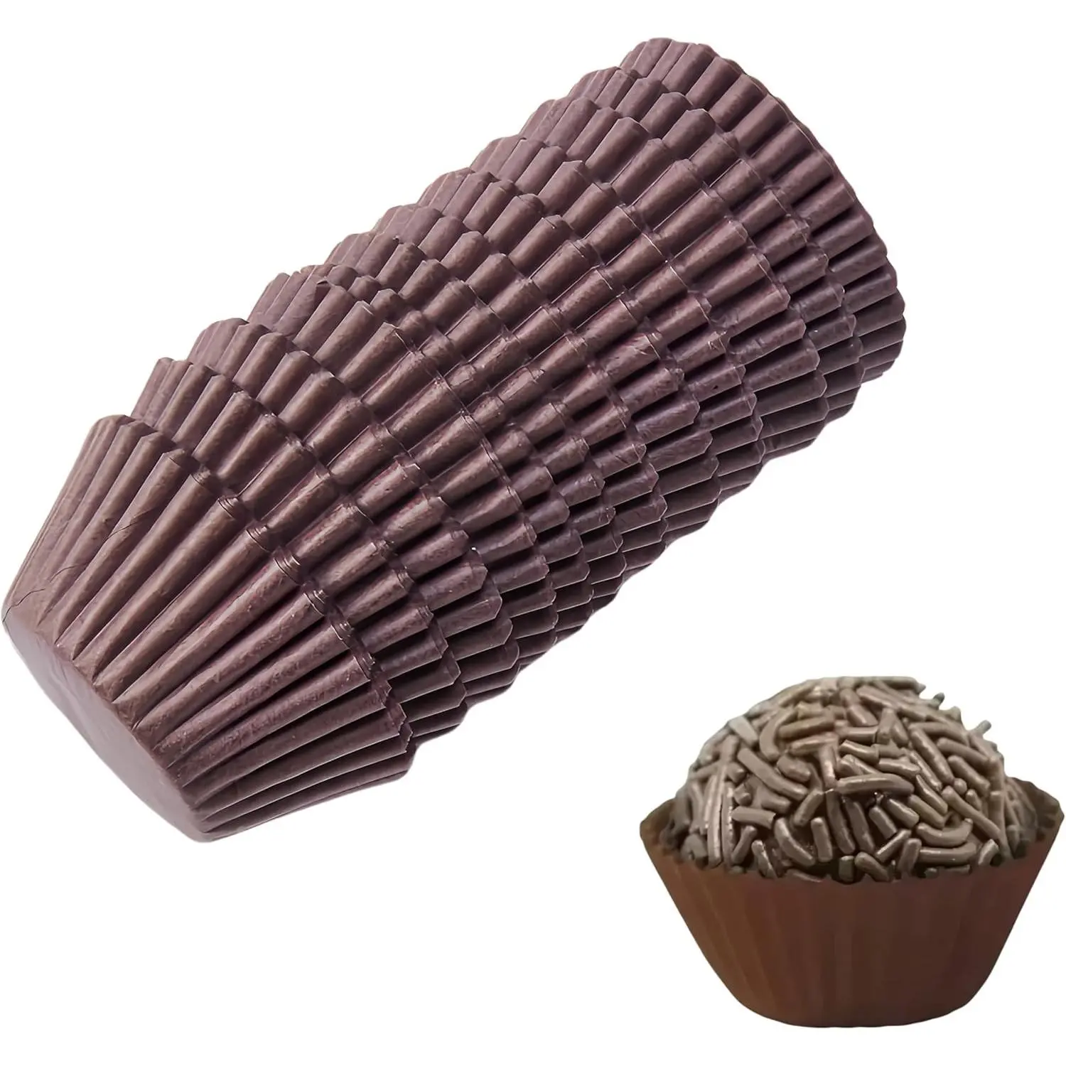 1000 Pcs (4#) - Forminha de Brigadeiro Número 4, Brigadeiro Forminhas 1 Inch, Forminhas para Brigadeiro, Brown small Cupcake Liners, Paper Wrappers for Chocolate Truffles, Baking, and Party Desserts
