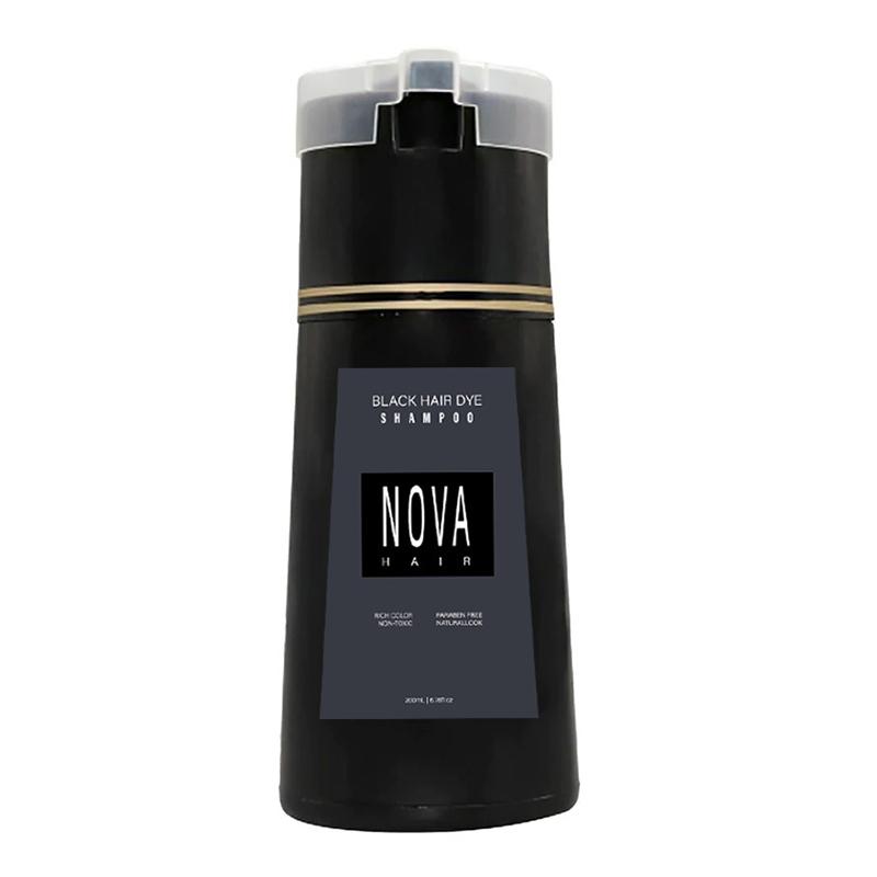 [Dyeing your own hair] NOVA Hair Dye Shampoo & Champu Para Canas - Natural 3-in-1 Instant Gray Coverage for Men & Women (Black) Dark Haircare