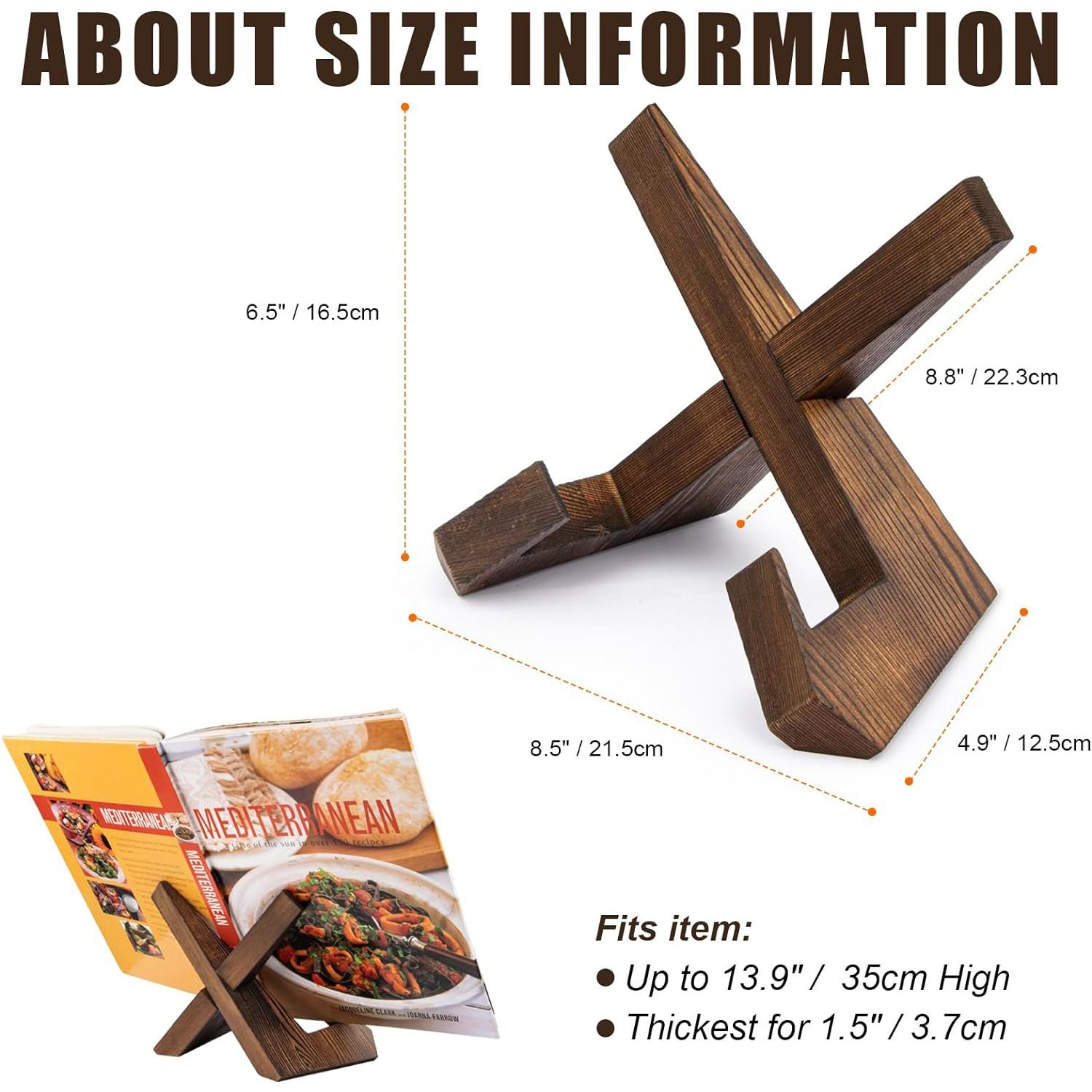 Wooden Cookbook Stand, Wooden Frame, 1 Count Kitchen Counter Recipe Bookshelf, Multifunctional Display Shelf for Kitchen Counter Decor, Holiday Gifts