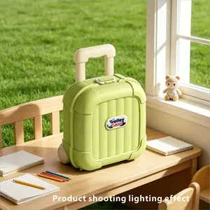 Compact cute small blue suitcase features space-saving design and smooth spinner wheels. Perfect for flight, train trip and outdoor camping, an ideal birthday present for family and friends.