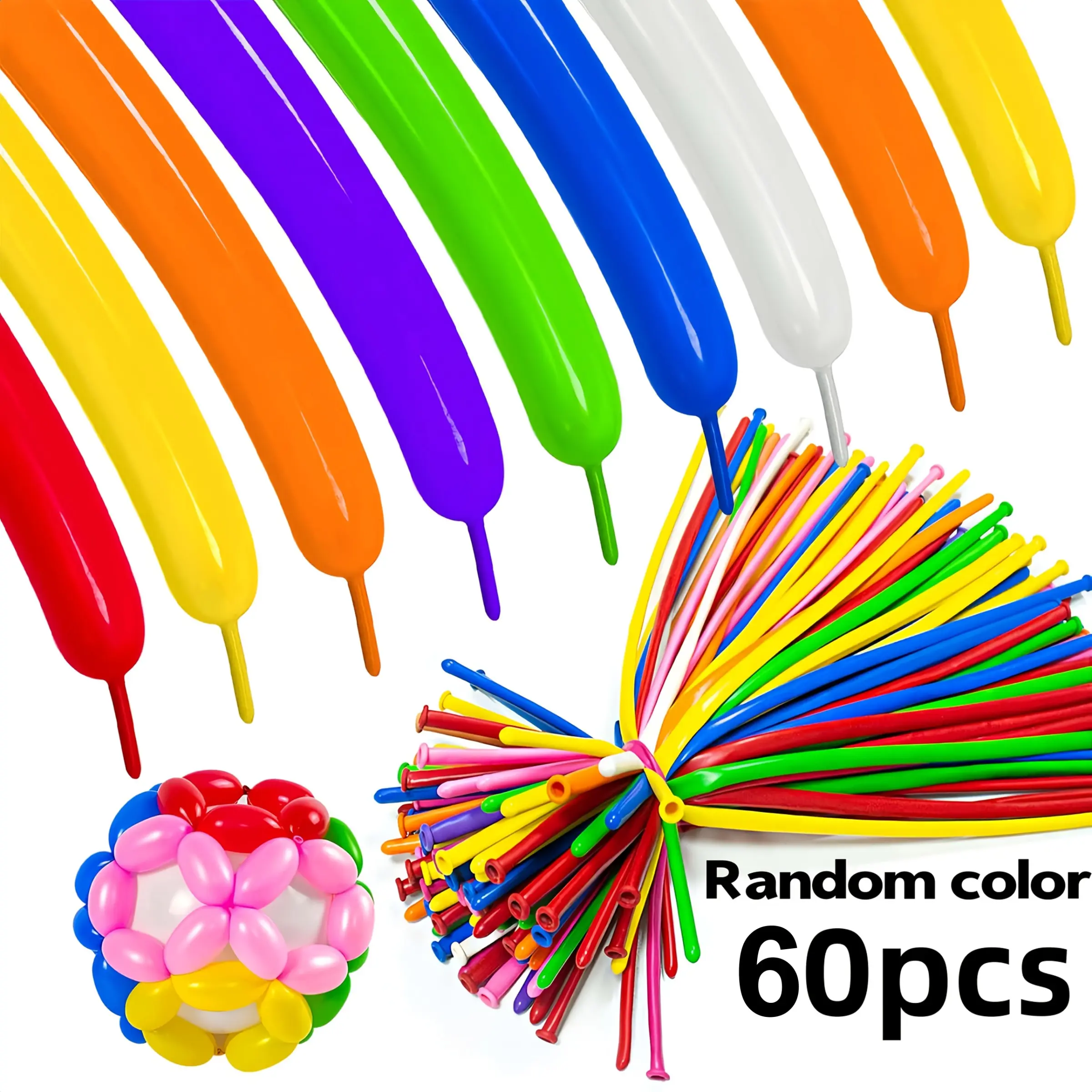60Pcs Assorted Color Latex Twisting Balloons, Magic Animal Modeling Balloons, Party Backdrop Photo Decor, Party Balloons Decorations for Outdoor Party, Graduation, Valentine’s Surprise, Bridal Shower & Wedding