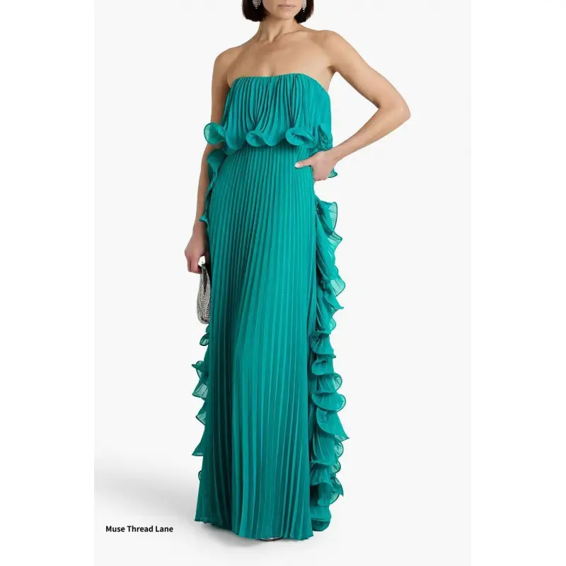 Women's Sleeveless Pleated Bustier Formal Dress - Summer Chic Elegant Ins-Style Clothes with Large Hem for Dress Goals, Pleating Party Dresses