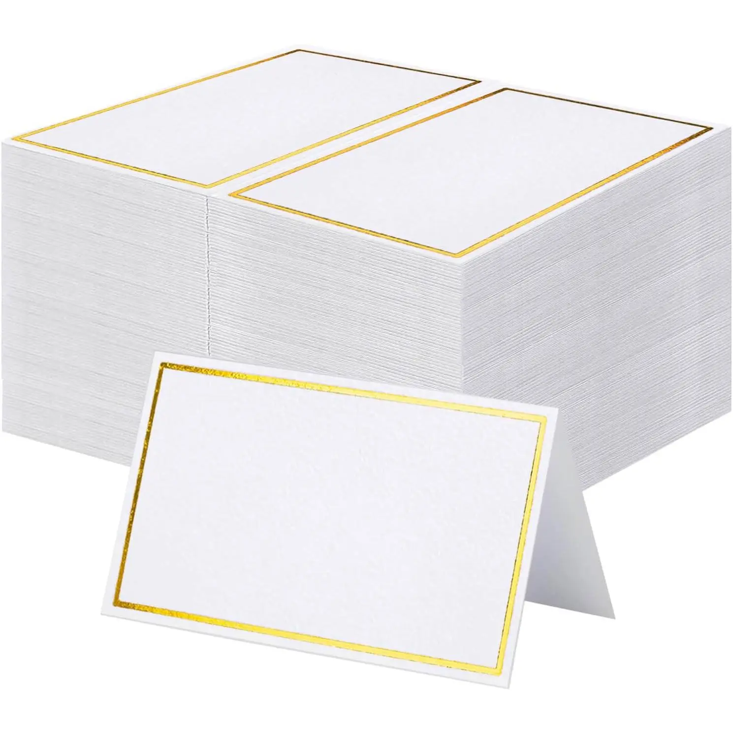 120Pcs Premium Place Cards, Small Table Cards with Gold Foil Border, 2" x 3.5" Tent Card, Escort Cards, Name Card, Wedding Place Cards for Wedding, Table, Dinner Parties, Seating Card
