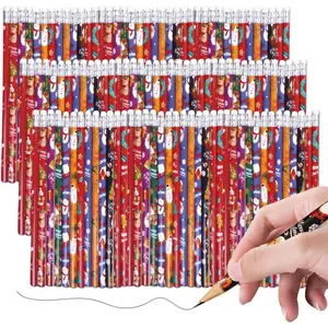 72 count Christmas Pencils Xmas  Pencils with Eraser Includes Snowman Santa Claus Christmas Tree Snowflakes Office Party Favors Supplies, 12 Styles