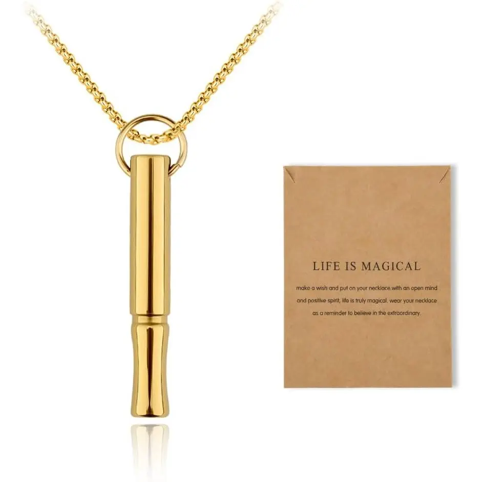 Mindful Breathe Necklace for Men Women Quit  Breathe Whistle Pendant   Necklace