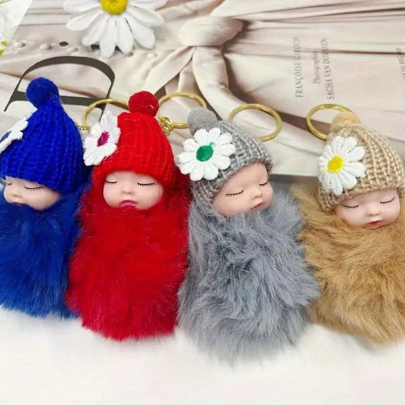 Cute Plush Doll Keychain, Keychain for Bags, 5 Counts Plush Doll Decoration, Plush Doll Pendant for Car Interior Decoration, Car Interior Accessories for Women & Girls