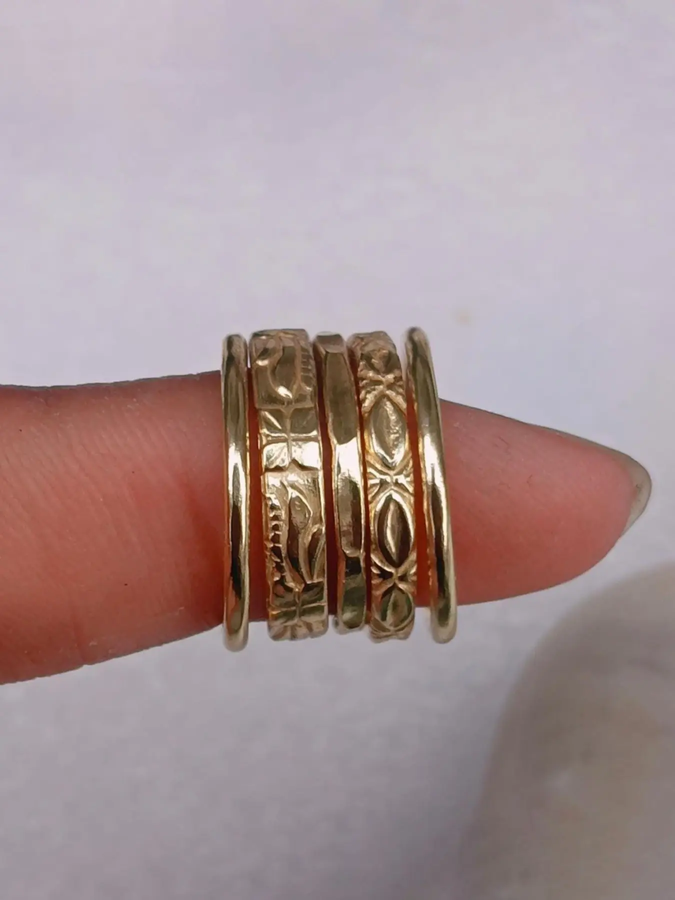 5 Pcs Vintage Ethnic Engraved Stackable Rings Set for Women, Elegant Casual Party Holiday Gathering Jewelry Set, Versatile Everyday Jewelry