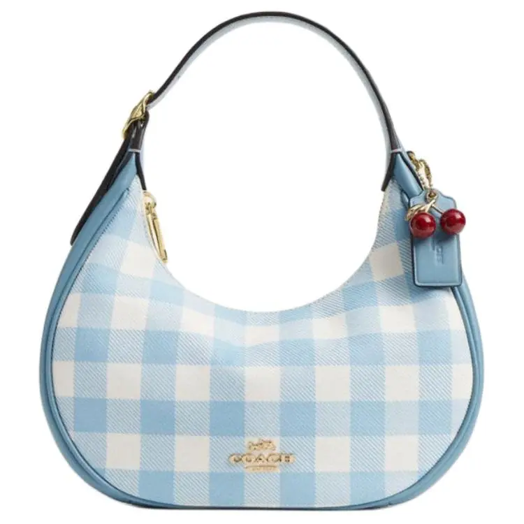 Coach Emily 22 Handbag for Women – Blue and White Plaid Style