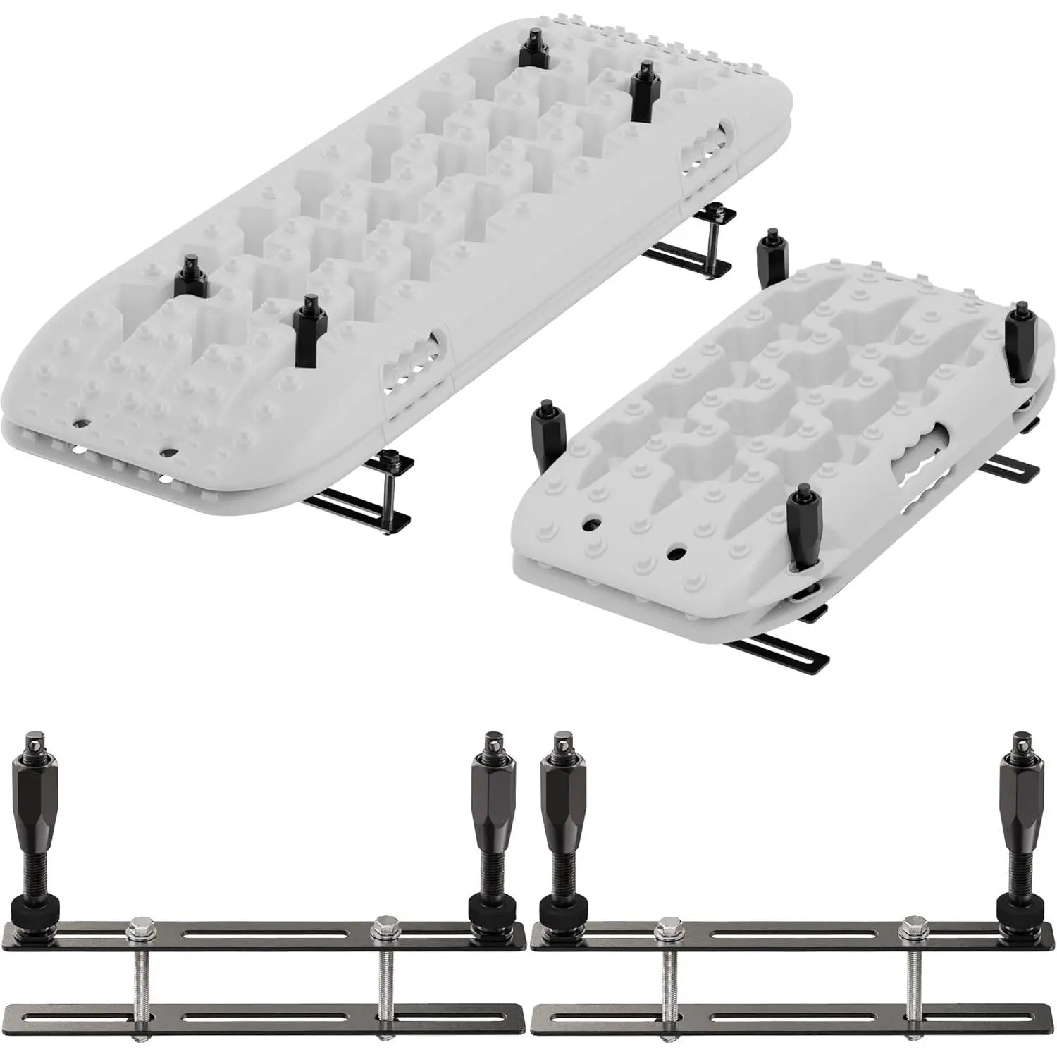 Recovery Board Mount Kit - Stainless Steel & Silicone Adjustable Lockable Pin Set, Universal Bracket for Traction Tracks, Fits 135mm/5.3in & 270mm/10.63in Roof Racks, Crossbars, Cargo Baskets (99-Year/999-Month Durability)