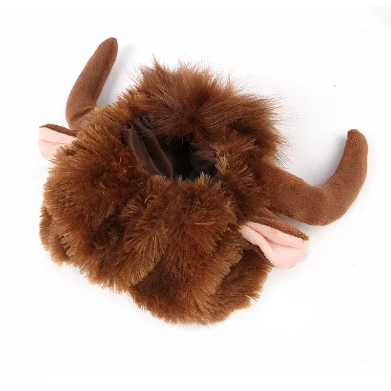 Pet Cattle Horns Headgear, Funny Halloween Dog & Cat Costume Hat, Adjustable Soft Cosplay Accessory for Small to Medium Pets