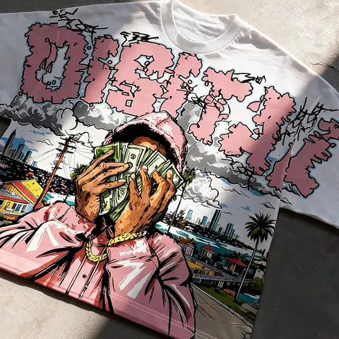 Men's Fashion Streetwear T-Shirt, Creative Dollar Graffiti Print, Comfortable Soft Fabric, Multiple Colors, Trendy Summer Tee, Loose-Fit Versatile Top for All Seasons