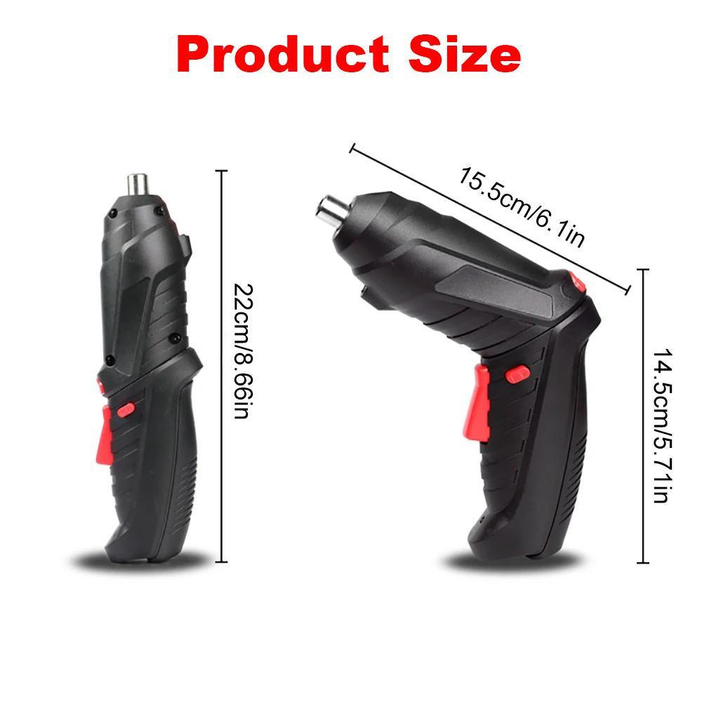 3.6V Lithium Ion Rechargeable Screwdriver Set – 3.5Nm Maximum Torque, 1.8Ah Cordless Tool with LED Light, 47-Piece Accessory Kit, Black