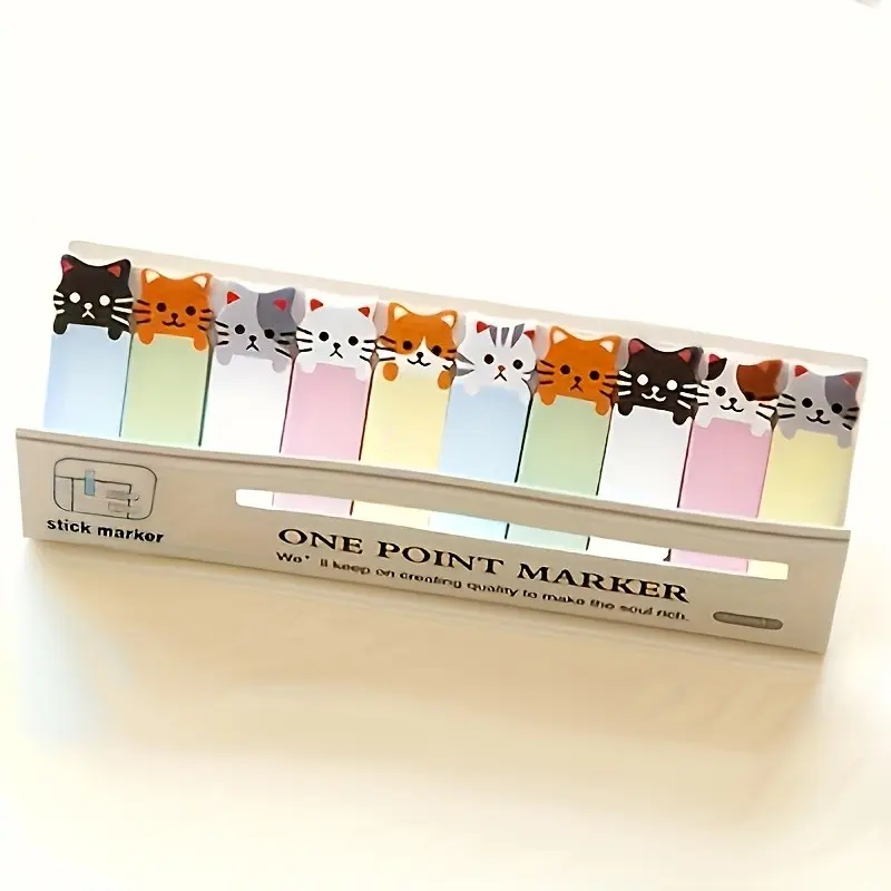 Cartoon Cat Sticky Notes, 150 Sheets Kitty Memo Pad, Multi-Use Page Marker, Bookmarks, Office Stationery Essentials, Cute Cat Stationery