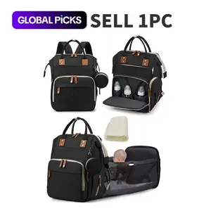 Multifunctional Baby Stroller Bag, Large Capacity Foldable Bed Mom Backpack, Oxford Fabric, Dry Wet Separation, Insulated, Adjustable Straps, Travel #GLOBAL PICKS
