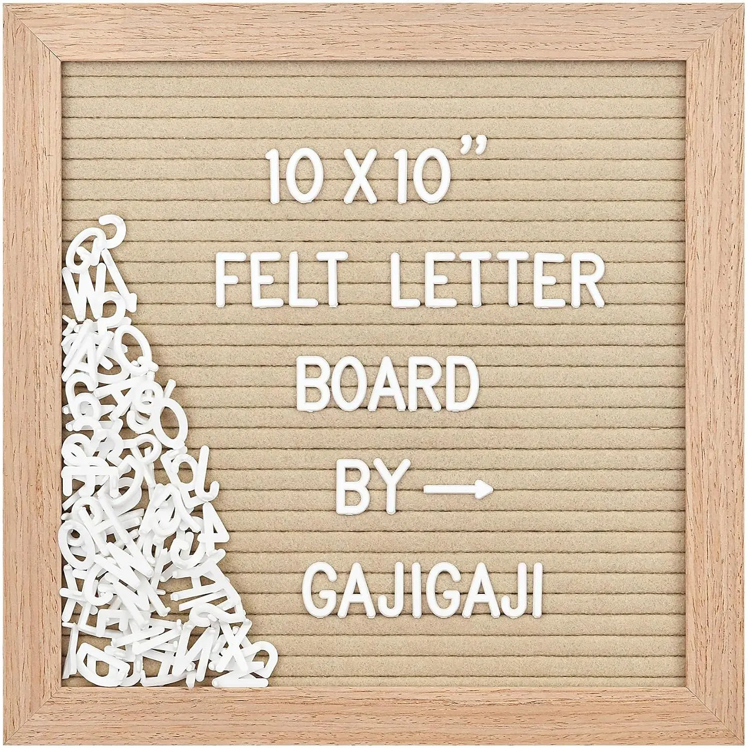 Felt Letter Board, 10 x 10 inch Wooden Frame, Beige | 294 letters, numbers, symbols, changeable message board with wall mount, for  announcement sign, custom & classroom decor