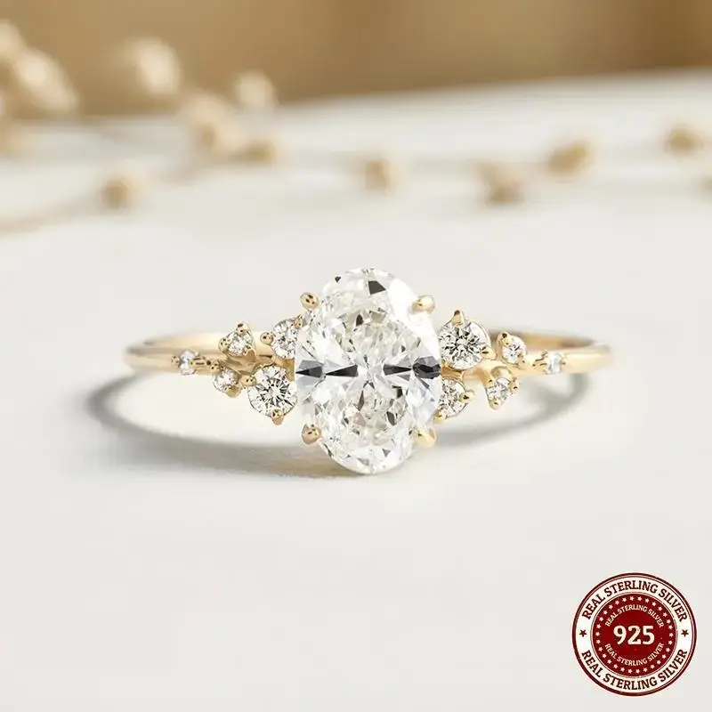 Stainless steel halogen ring silver semi permanent ring, suitable for women's wedding jewelry, with certificate attached