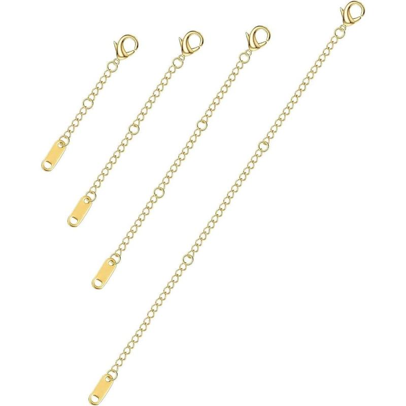 FLORIDECO 4PCS Necklace Chain Extender  Silver  2/3/4/6 Inches Chain Extender for Necklace Bracelet Anklet Stainless Steel Chain Extenders Daily Lobster Clasp Jewelry Making High Quality Adjustable