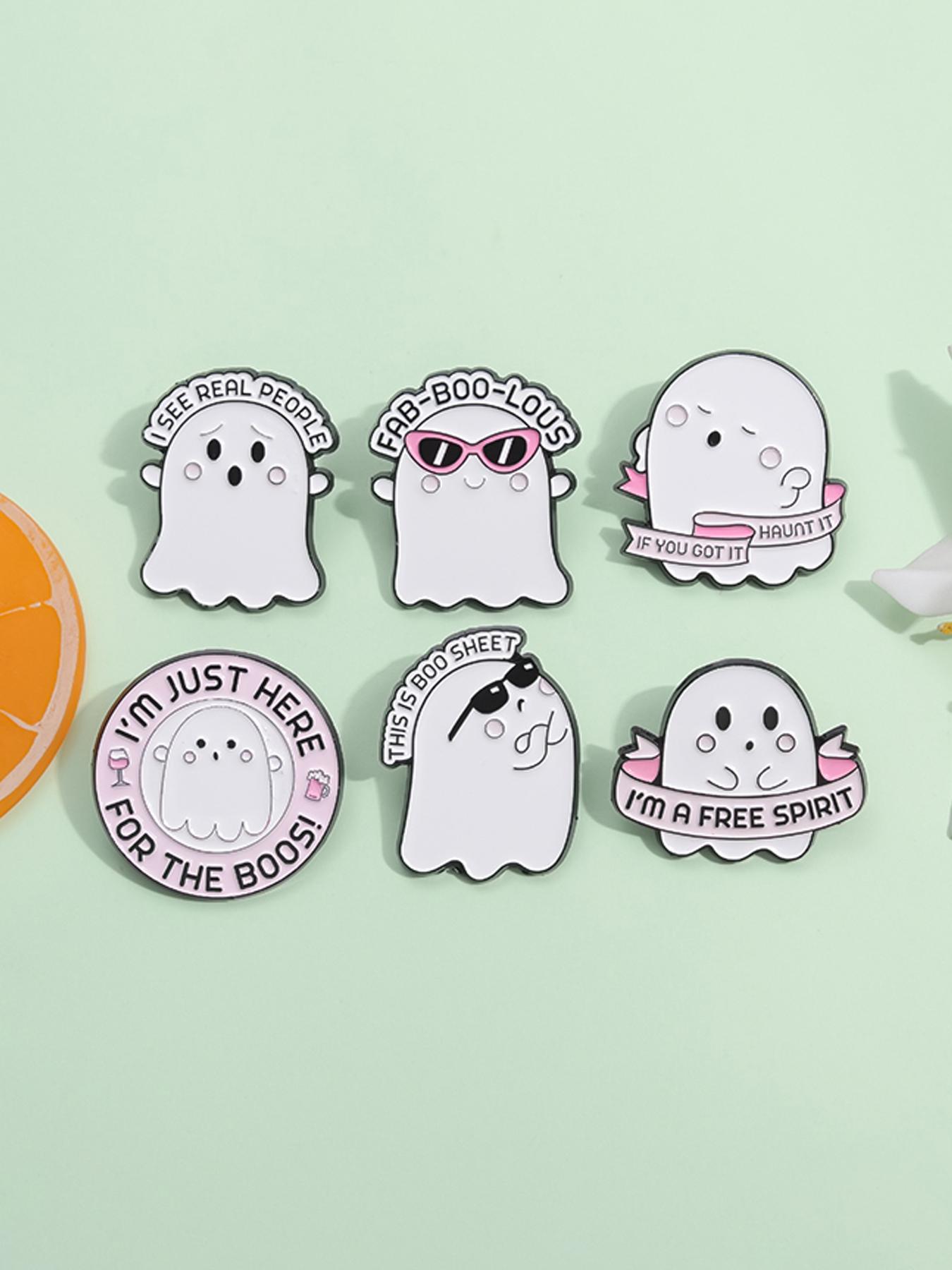 Cute Cartoon Ghost Design Brooch, 7 Counts/set Novelty Badge for Clothes Hat Pin, Fashion All-match Kawaii Accessories As Gift for Women & Men