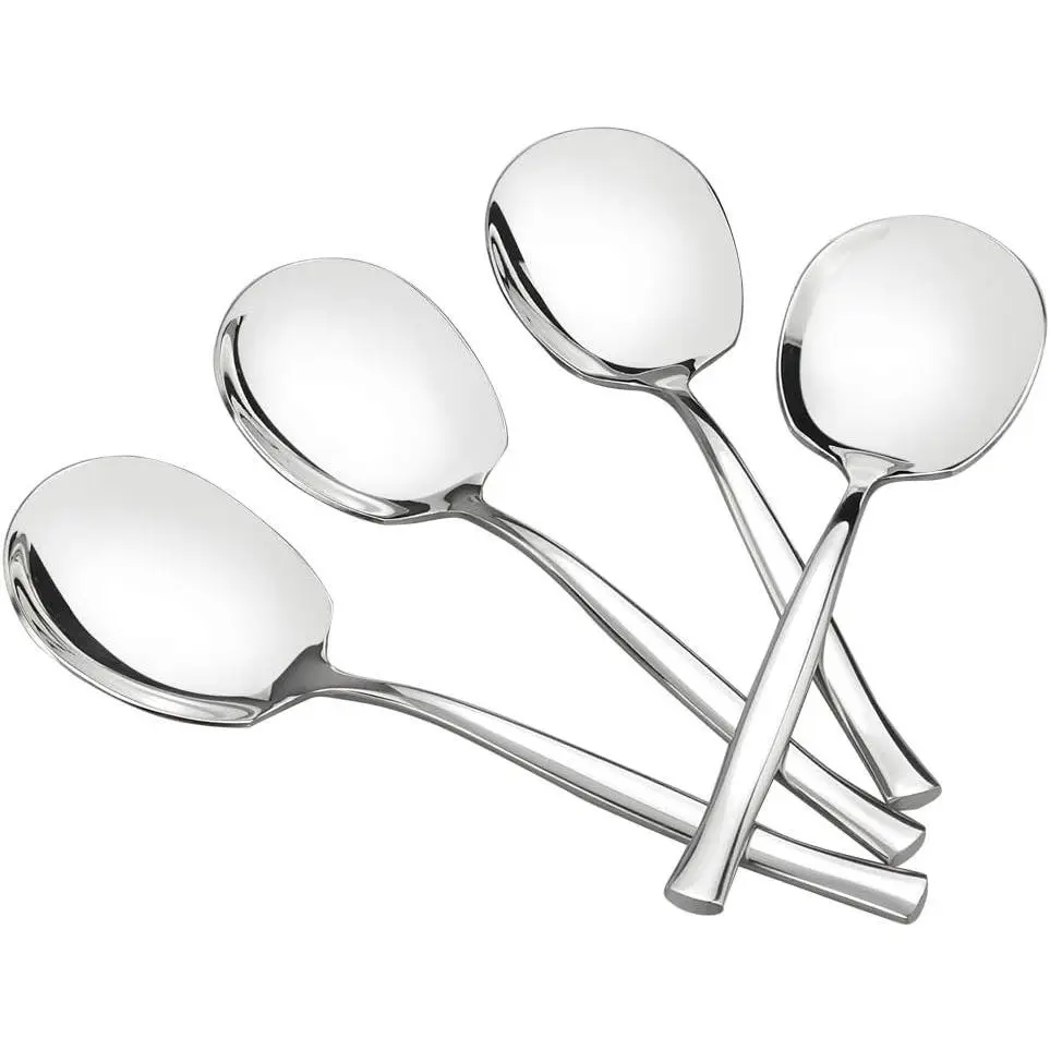 8-Piece Stainless Steel Spoon Set, Large Buffet Cutlery, Durable Tableware Serving Utensil