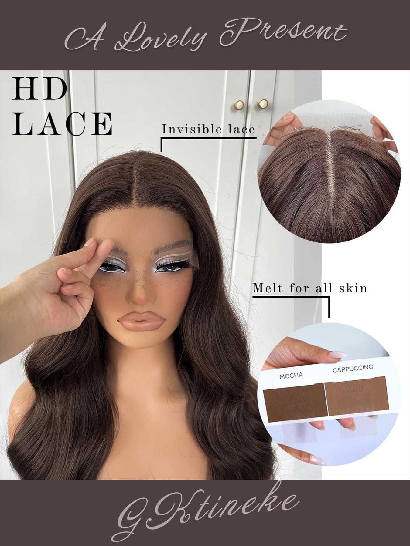 Women's 26 Inch Long Body Wave Lace Front Wigs, Natural Fluffy Glueless Wigs without Bangs, Synthetic Wigs for Party, Daily Hairstyle Decor, Glueless Frontal Wig, Body Wavy Wig