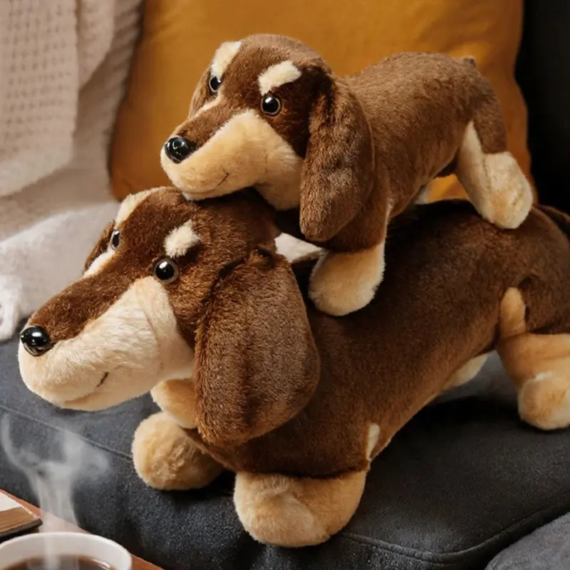 Realistic Dachshund Plush Home Decor, Cute Mini Dog Ornament, Soft Stuffed Figurine, Lovely Gift for Dog Lovers, Adorable Home Decoration