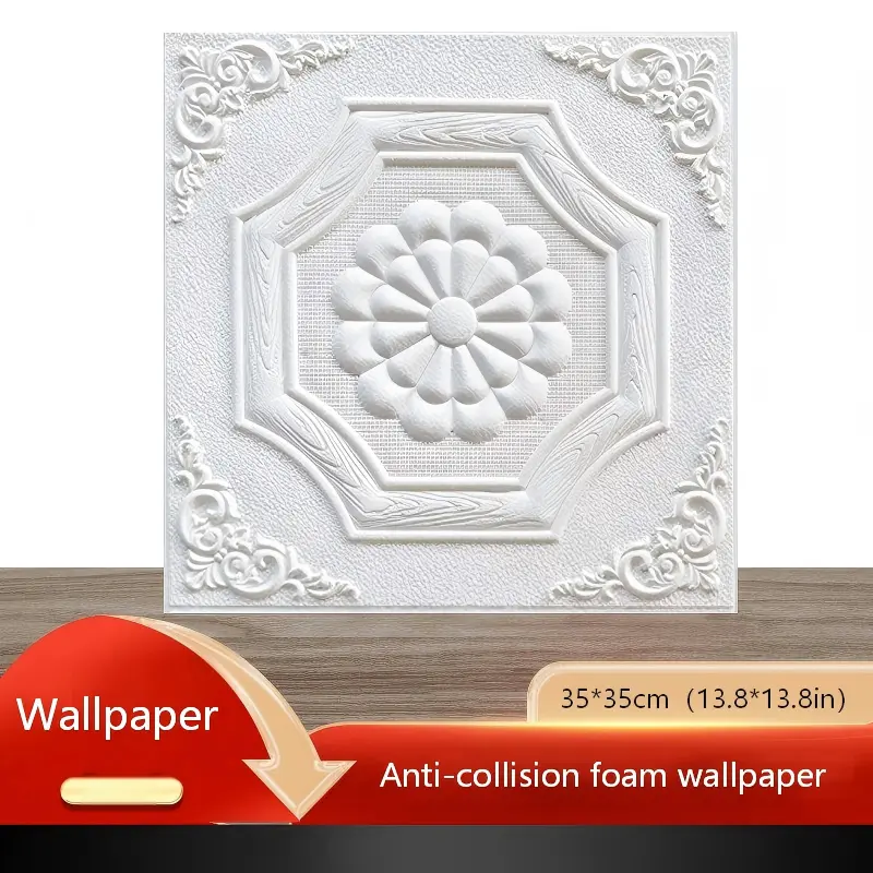 20/50 Pcs 5mm XPE Foam Wall Stickers 3D Stereo Self Adhesive Waterproof Anti-collision Ceiling Wallpaper Easy Clean for Indoor Living Room Bedroom Decoration