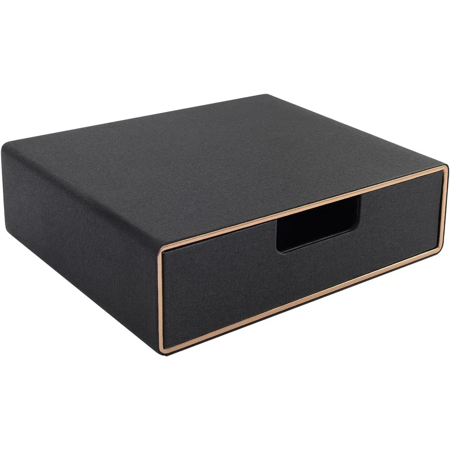 Stackable Organizer Drawer PU Leather Classic Handmade,Organize Home Office Desk Accessories and Sort Letter-Size Paper/a4 Document,Desk Caddy with Drawers Storage Box,13.1x10x3.7inches,BlackGift