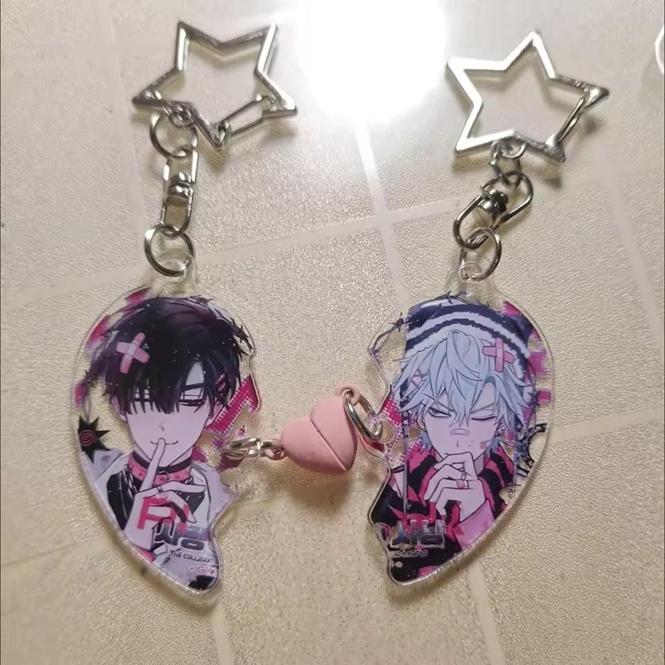 2pcs ALIEN STAGE Anime Couple Keychain Alienstage Ivan Till Luka Hyuna Magnetic Acrylic Pendant Backpack lovers Pendant Gift