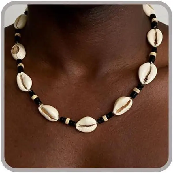 Puka Shell Necklace Men Beaded Beach Necklaces for Men Surfer Necklace Black Brown Wood Beaded Jewelry Coconut Shell Conch Cowrie Seashell Necklaces Hawaiian Summer Beach Jewelry