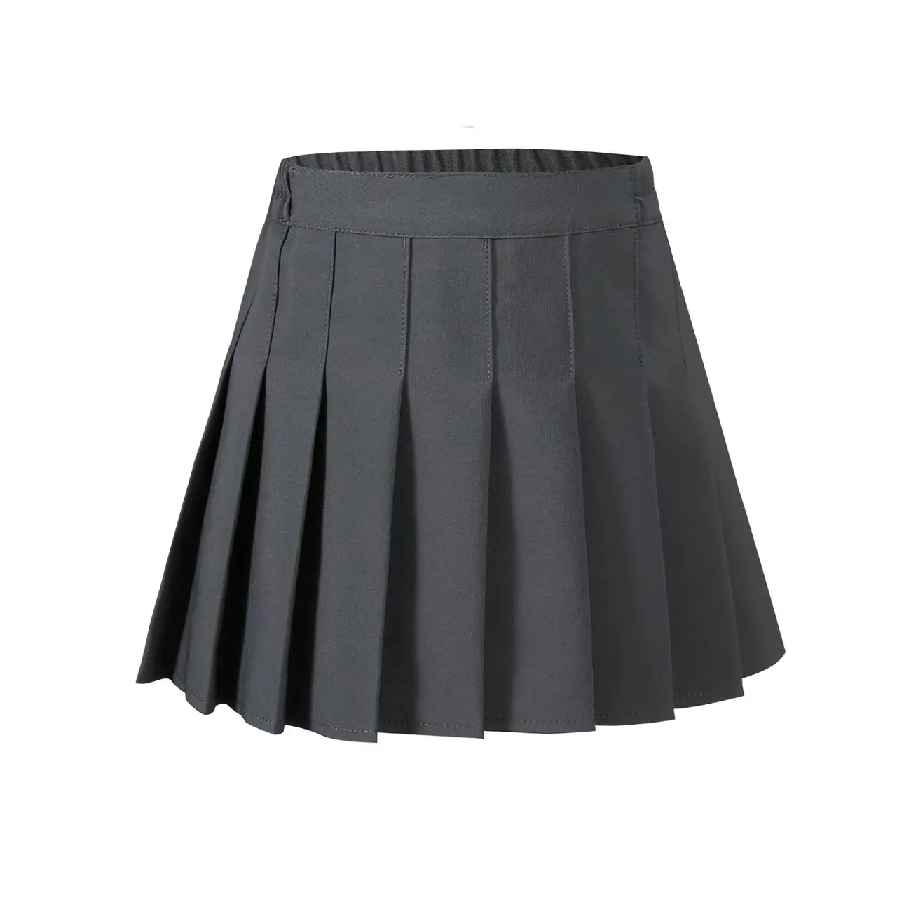 Girls' School Uniform Solid Color Pleated Skirt Set, Includes Safe Materials Safety Shorts, Ideal for School Daily Wear & Campus Activities, Includes Shorts