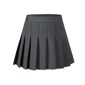 Zz Solid Color Pleated Skirt with Safety Shorts Girls School Uniform Style Perfect for School Daily Wear and Campus Activities
