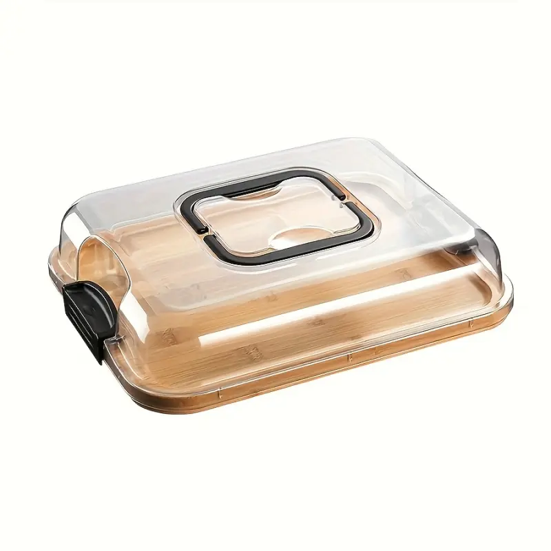 1 set of Bamboo Cheese Board With Lockable Clear Acrylic Lid, Portable Charcuterie Tray For Camping & Party, Works As Durable Cutting Board, Comes With Dishes, Ideal Snack Platter Gift For Christmas & Halloween