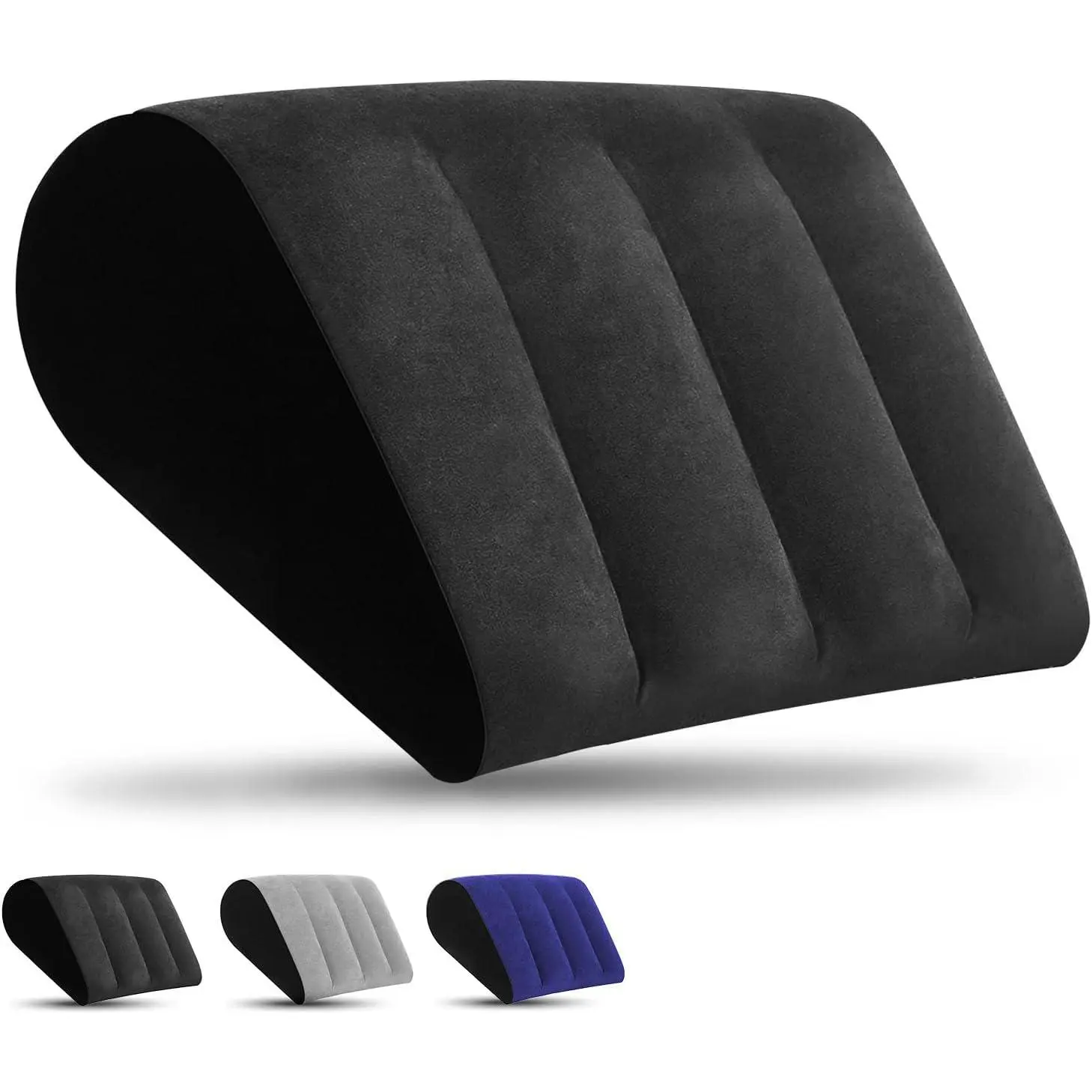 Portable Wedge Pillow Inflatable Cushion - Body Positioners Lightweight Wedge Pillow for Sleeping, Leg Elevation, Use in Bed, Travel, Camping, Fast Inflating Deflation (Black)