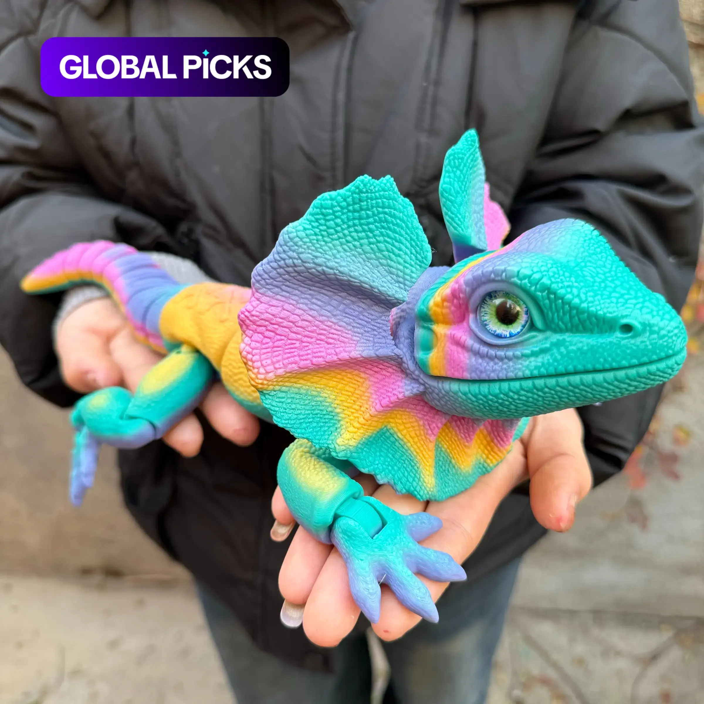 3D Printed Umbrella Lizard Statue, Articulating Animal Figurines, Realistic Eyes, High Precision Moveable Limbs, Perfect Decorative Gift, Party Favors, Valentine's Day Present, Articulated Animal Figurines #GLOBAL PICKS