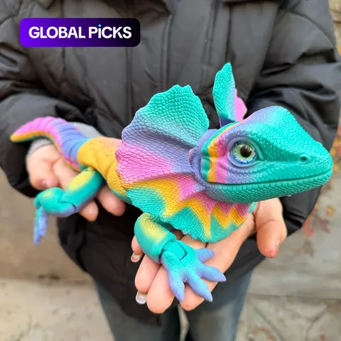 3D Printed Umbrella Lizard Statue, Realistic Eyes, High Precision Moveable Limbs, Perfect Decorative Gift, Party Favors, Valentine's Day Present, Ornaments #GLOBAL PICKS
