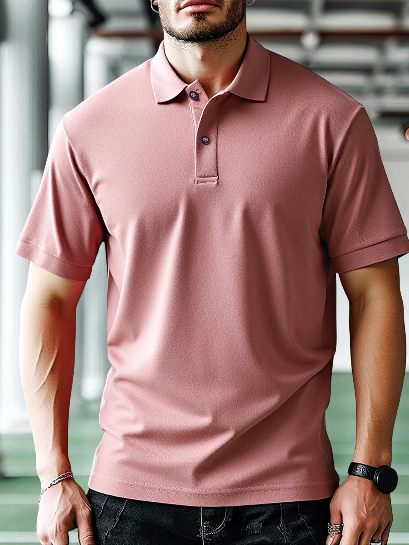Men's Regular Fit Solid Color Pique Polo Shirt, Casual Short Sleeve Collared Top for Summer, Fashion Men's Clothes for Daily Wear, Tropical