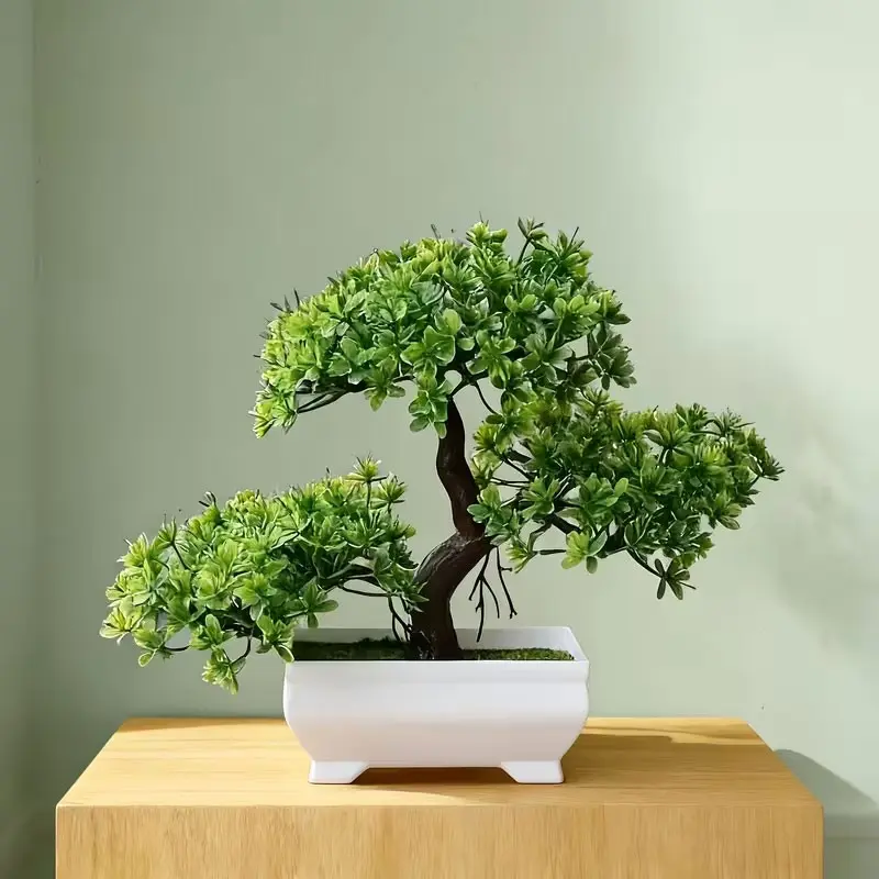 Decorative artificial potted trees, Elegant artificial plants, White potted mini artificial green plants, Artificial topiary tree, suitable for decoration in corridors and tabletops, Ideal choices for housewarming, Christmas