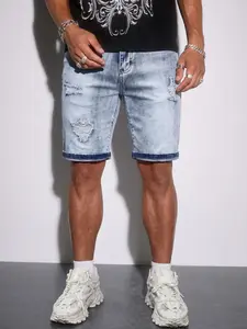 Men's Denim Shorts Summer Ripped Elastic Fashion, Slim Fit Mid-Length European Style, Tight Jeans Loved by Friends