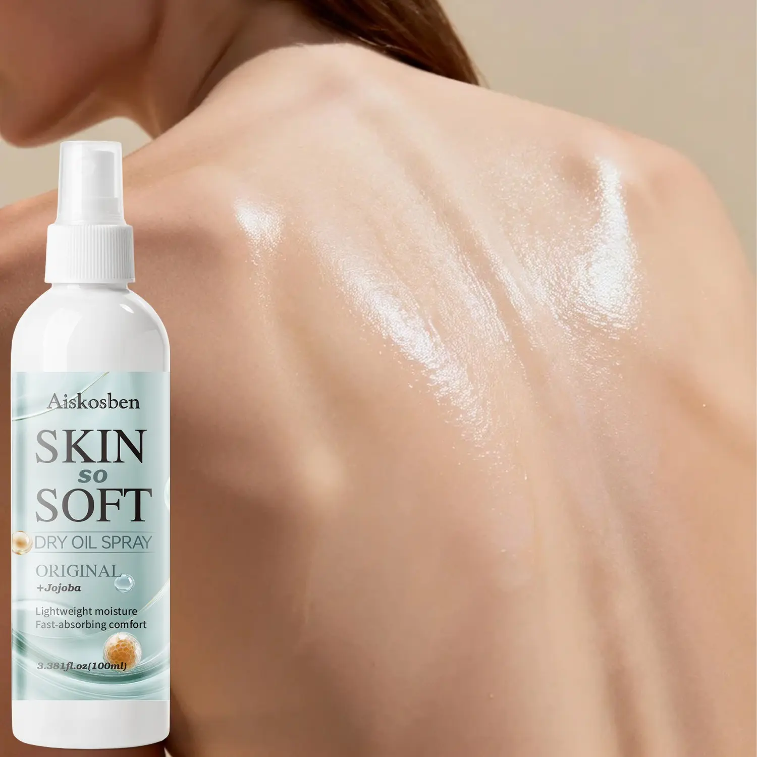 Aiskosben Dry Oil Spray with Jojoba Oil, Lightweight Moisturizing, Fast Absorbing, Improves Rough Skin, Non-Greasy Body Mist, 100ML