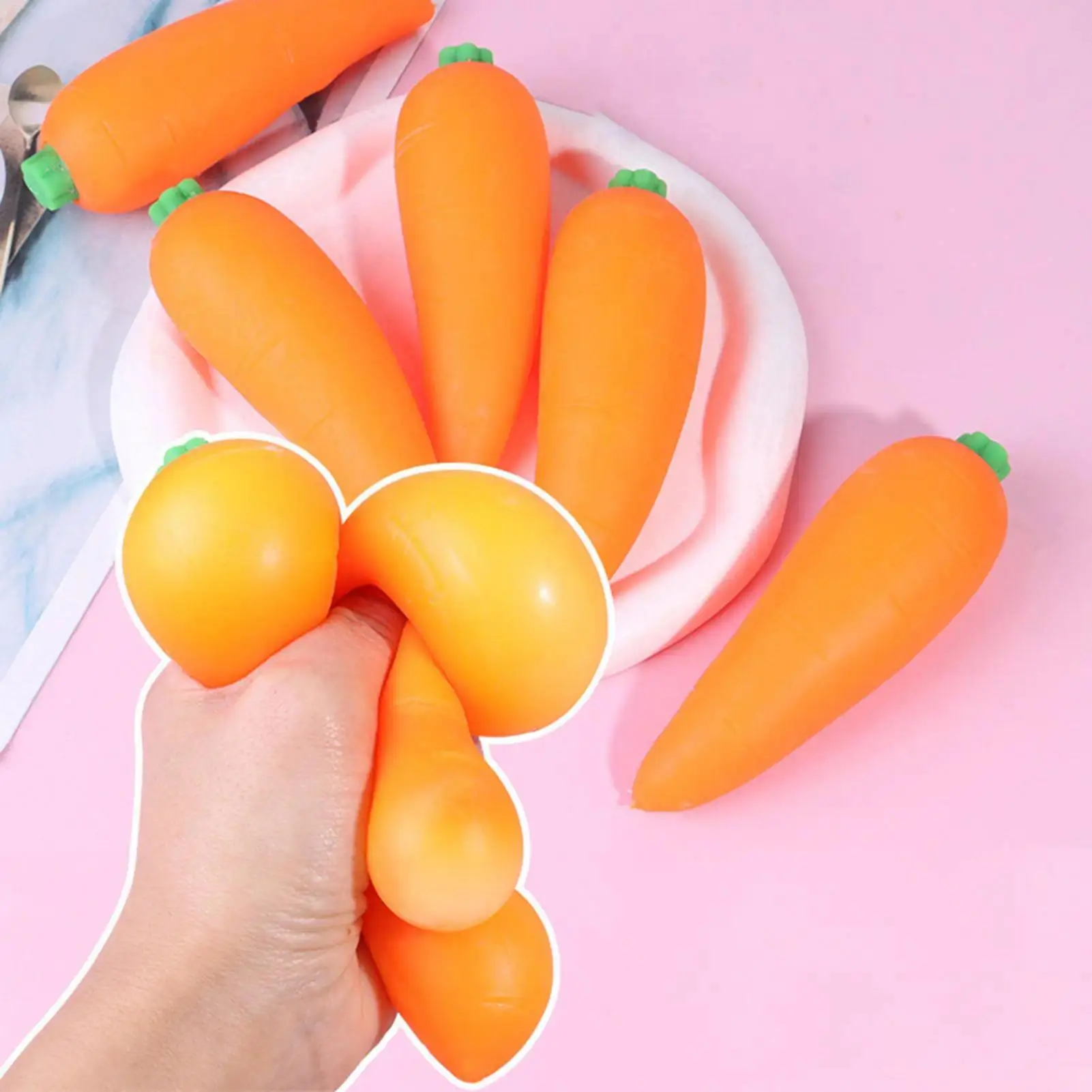 5.1 Inch Carrot Shaped Squeeze Sensory Toy Novelty Stress Relief Toy for Kids Home School Classroom Dorm Travel Party Favors