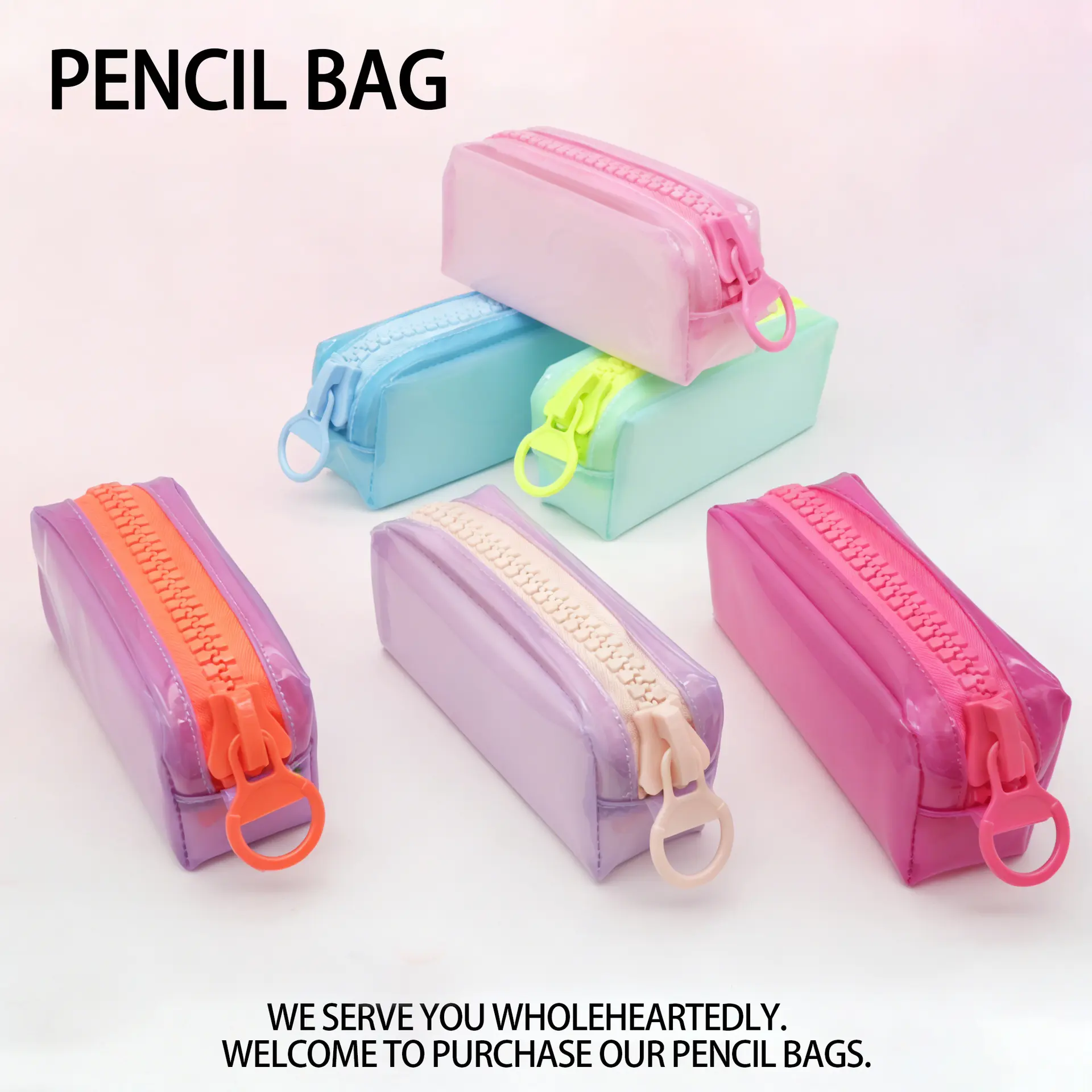 Large Capacity Pencil Case for Girls, Minimalist Transparent PVC Stationery Organizer with Handle for School Use, Stationary Org.