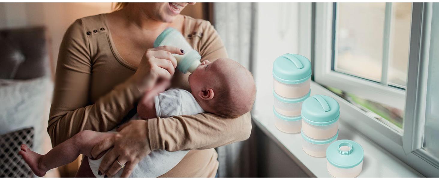 Termichy Stackable Formula Dispenser Portable Milk Powder Container, 2 Pack, Light Pink Termichy Stackable Formula Dispenser Portable Milk Powder Container, 2 Pack, Light Pink