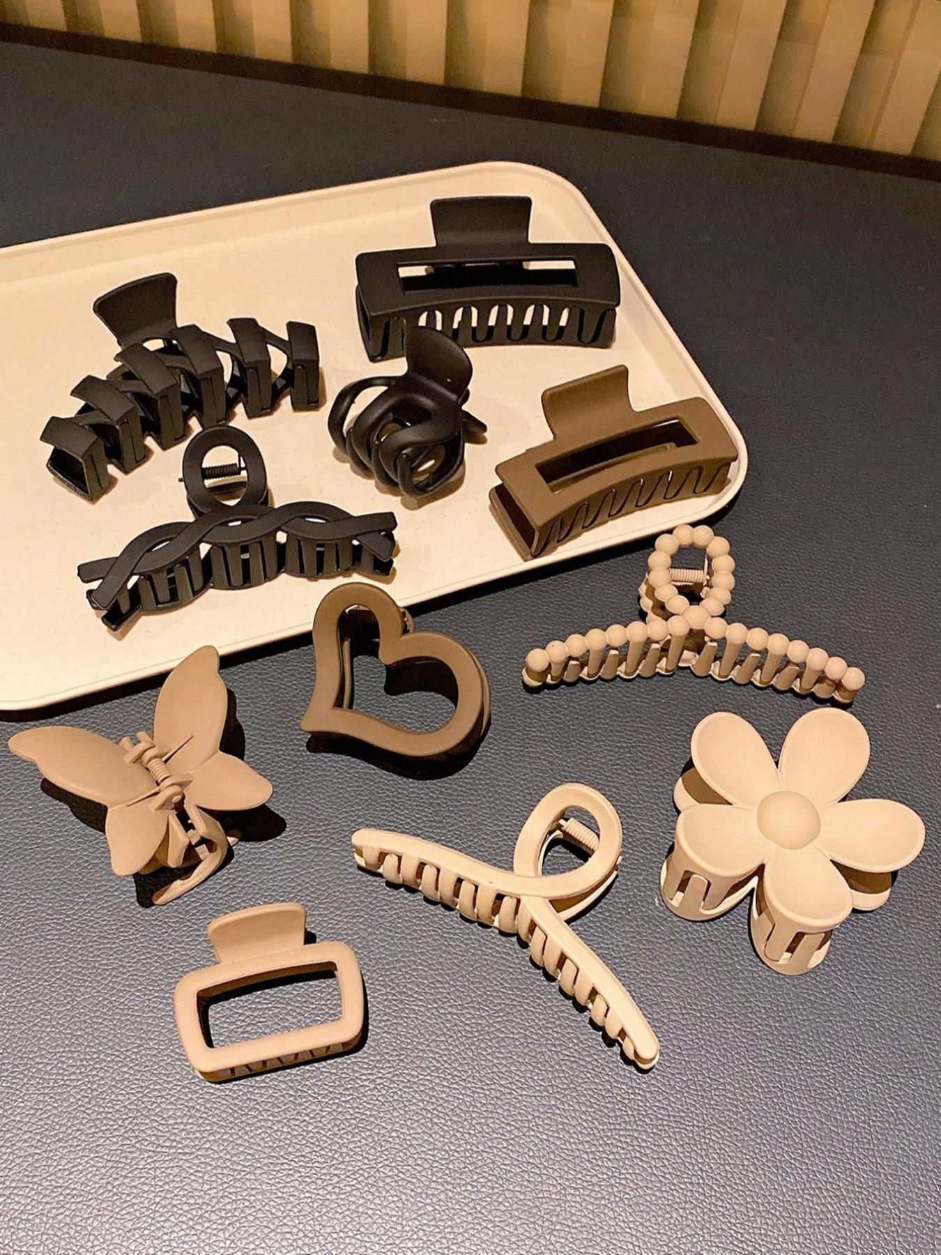 Matte Hair Claws Set, Butterfly & Flower & Heart Design Hair Claw, Casual Versatile Hair Accessories for Women, Flat Claw Clips