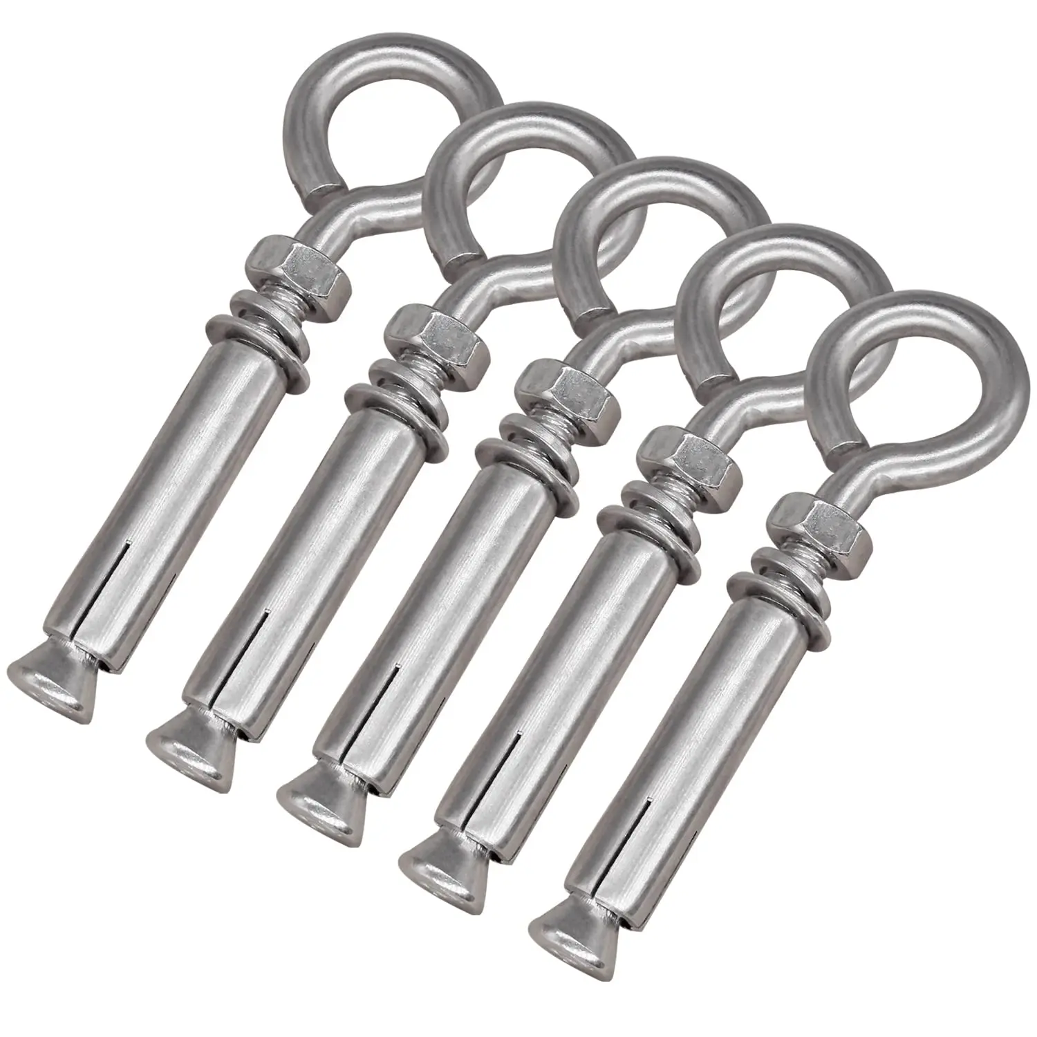 5/16" X 4-3/16" Expansion Concrete Wall Anchors Eyebolt Screw, Heavy Duty 304 Stainless Steel  Lag Eyebolts for Concrete Wall, 5 Pack